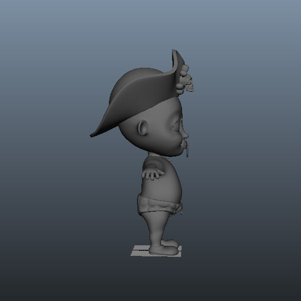 Pirate baby Cartoon Rigged  3D model_13