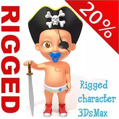 Pirate baby Cartoon Rigged  3D model