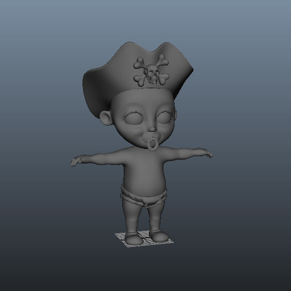 Pirate baby Cartoon Rigged  3D model_9