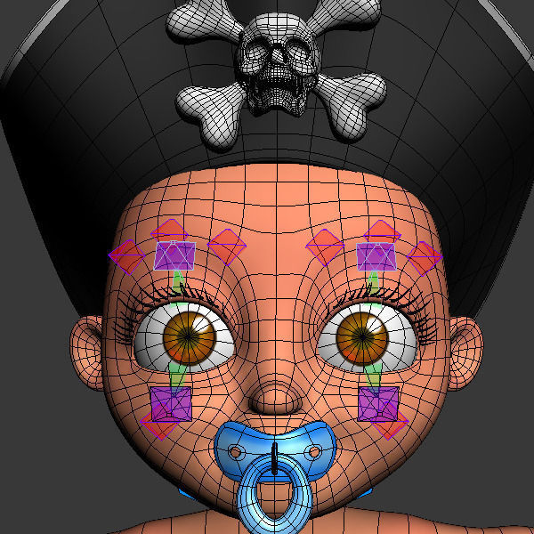 Pirate baby Cartoon Rigged  3D model_6