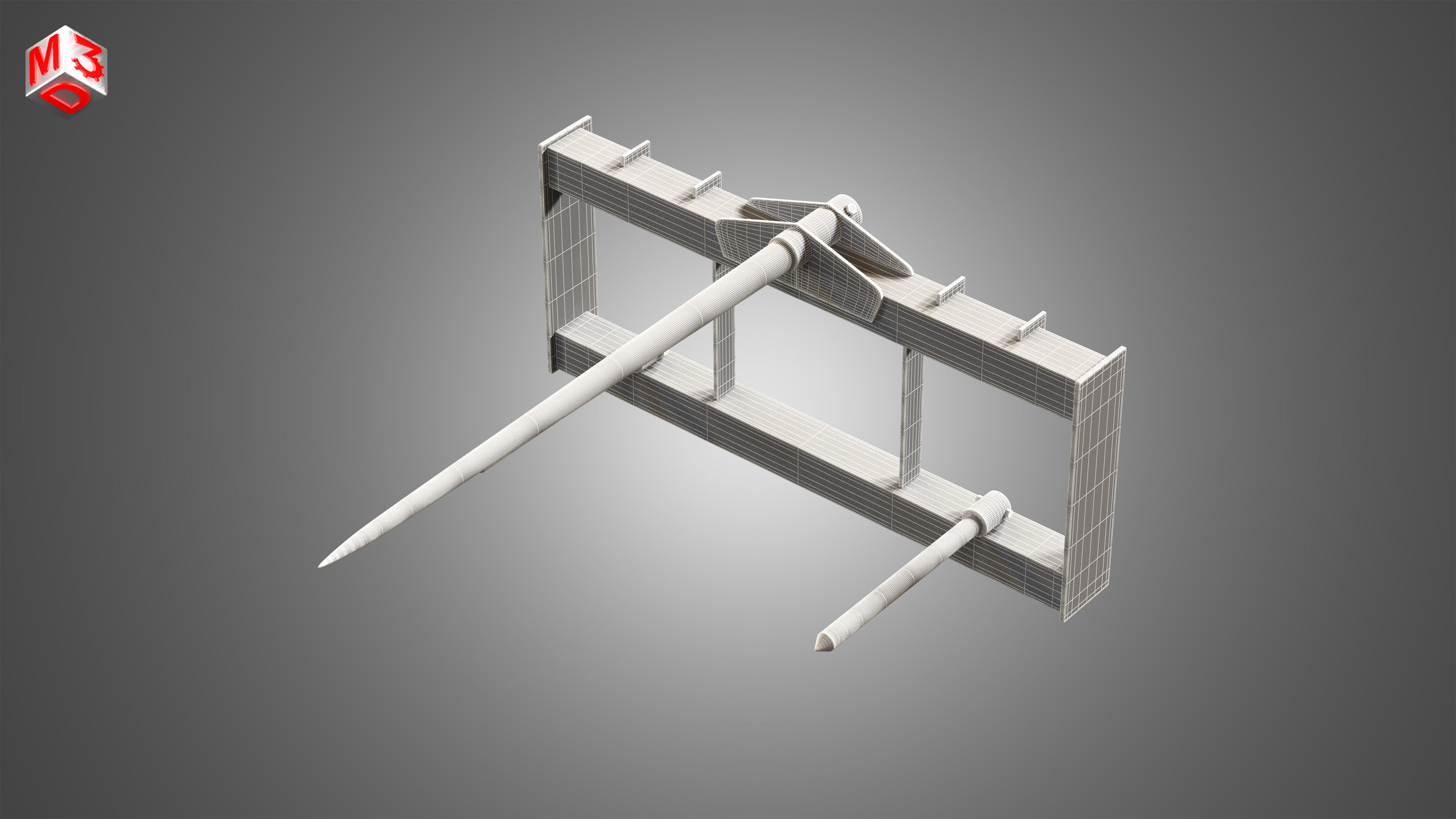 Bale Fork -  Spare Part for JCB Skid Steer Loader 3D model_5