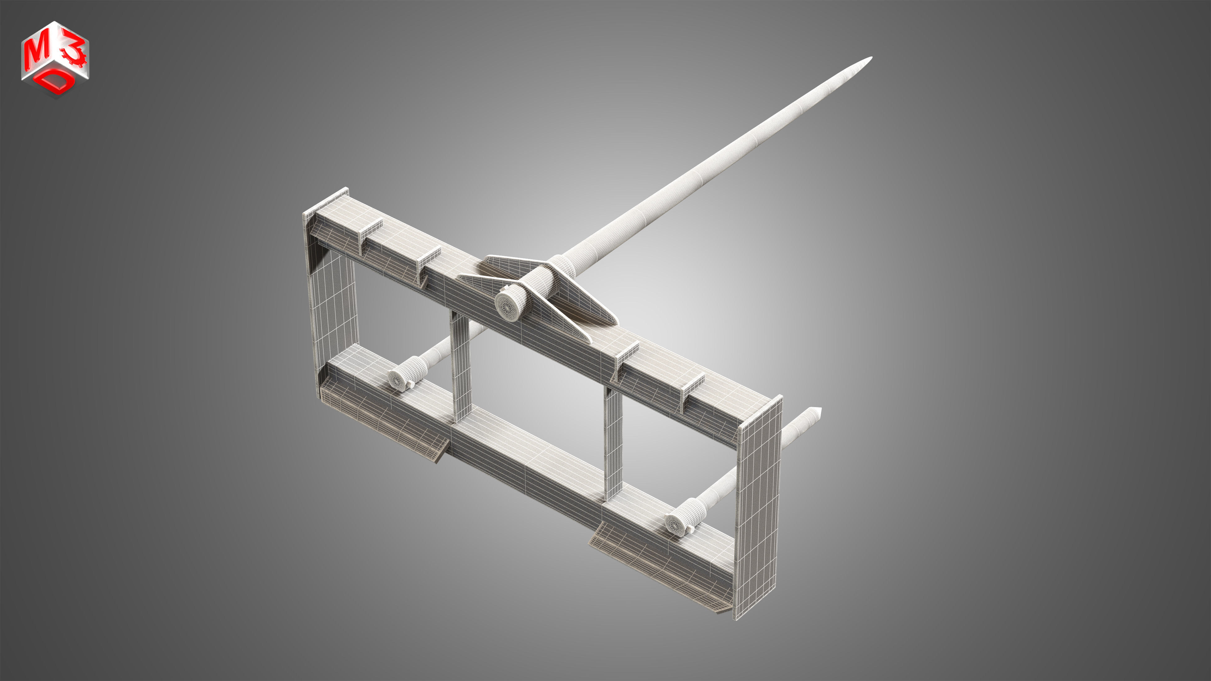 Bale Fork -  Spare Part for JCB Skid Steer Loader 3D model_4