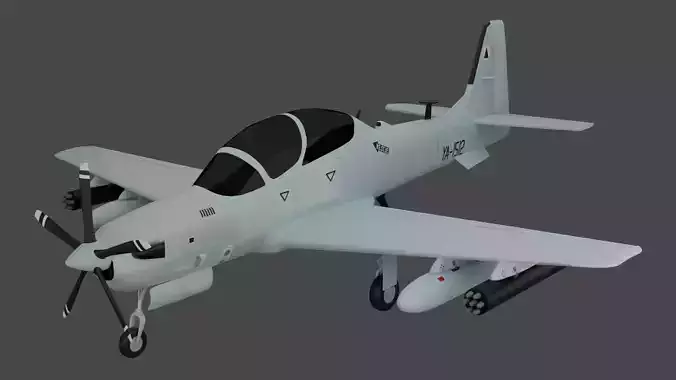 A-29 SUPER TUCANO - Flexible n Deadly For Counter-Insurgency - Low-poly 3D model