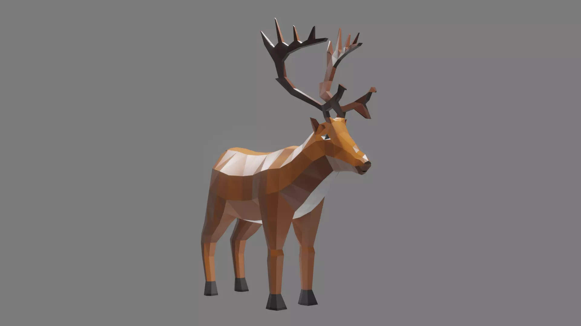 Lowpoly Rein deer 3D Model Low-poly 3D model_0