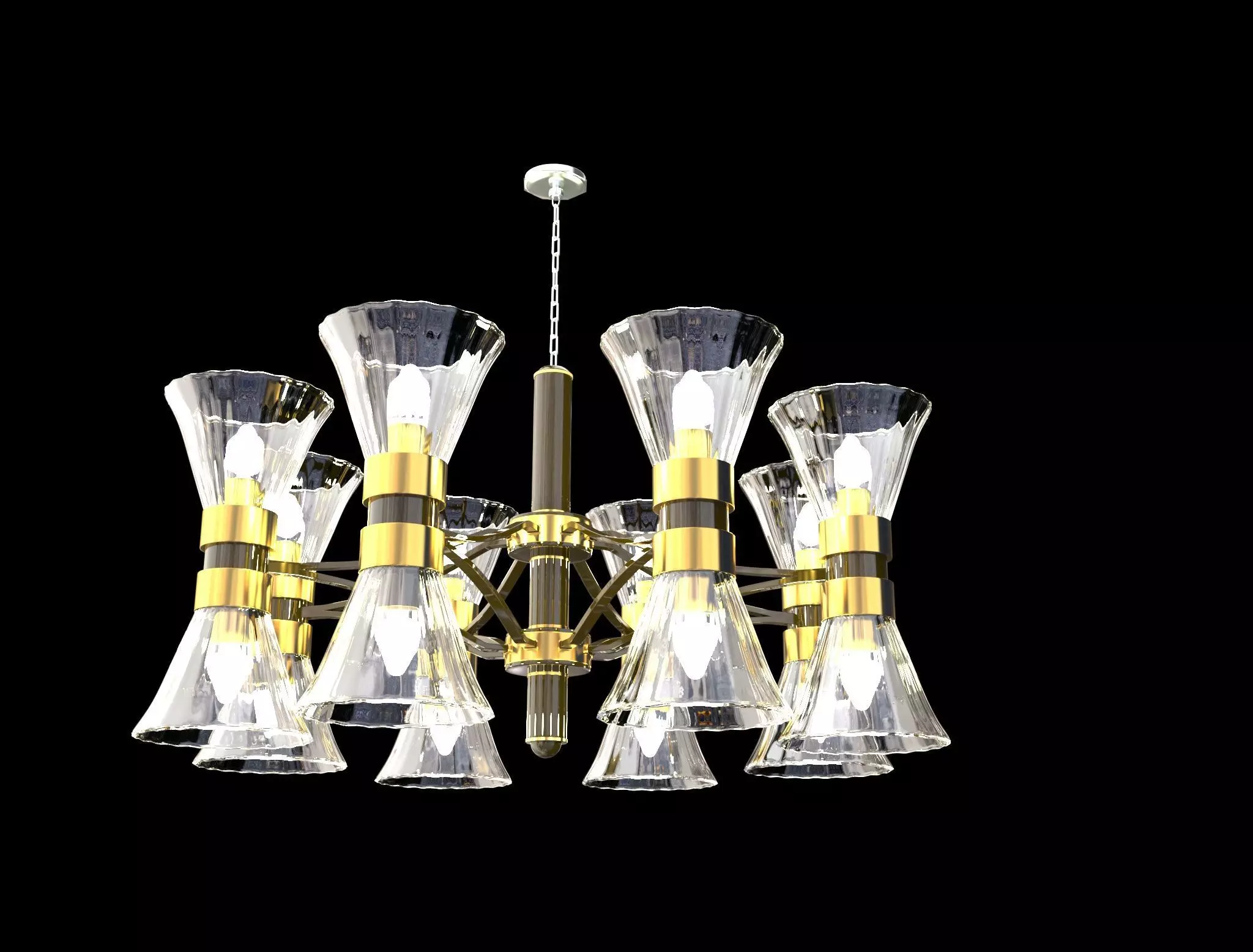 chandelier made of glass and gold 3D model_0