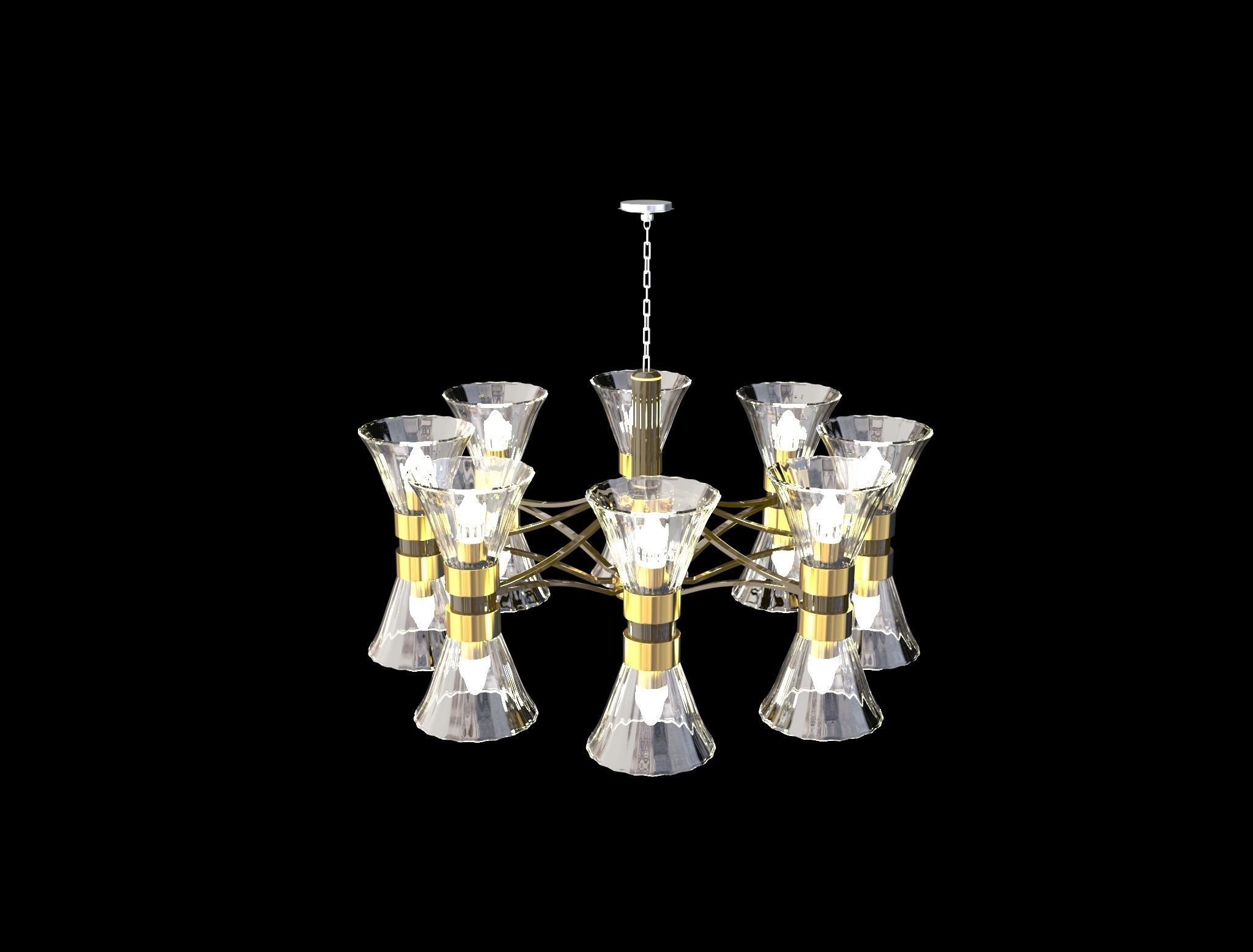 chandelier made of glass and gold 3D model_1