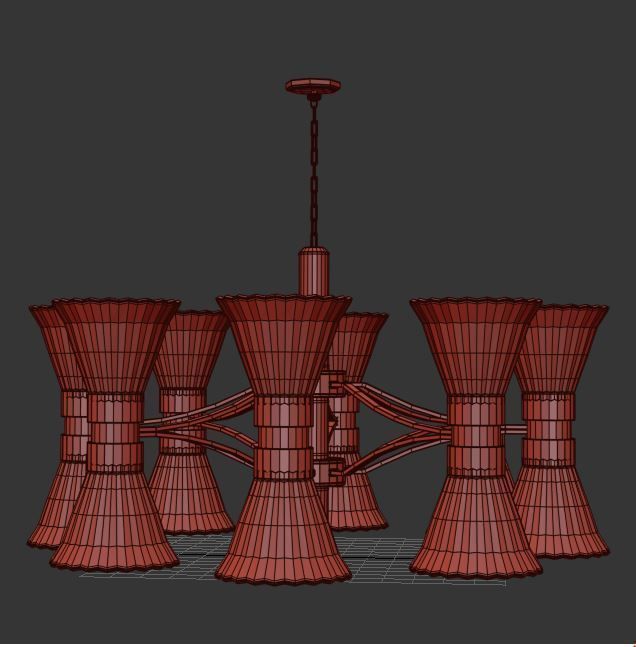 chandelier made of glass and gold 3D model_3