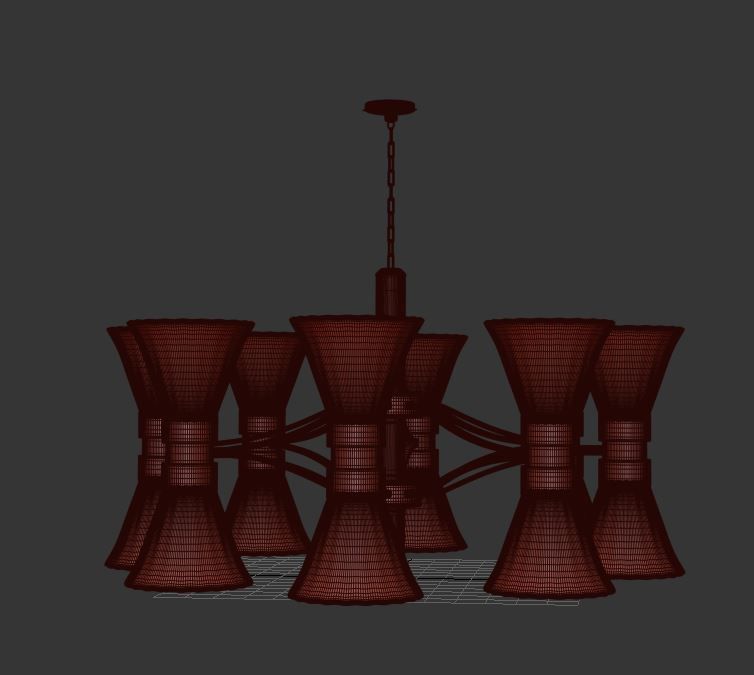 chandelier made of glass and gold 3D model_2