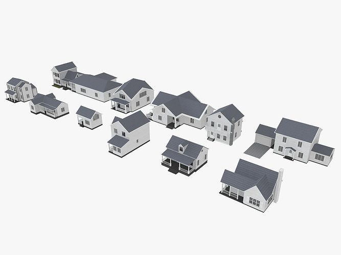 House Collection 12 House Low poly 3D model 3