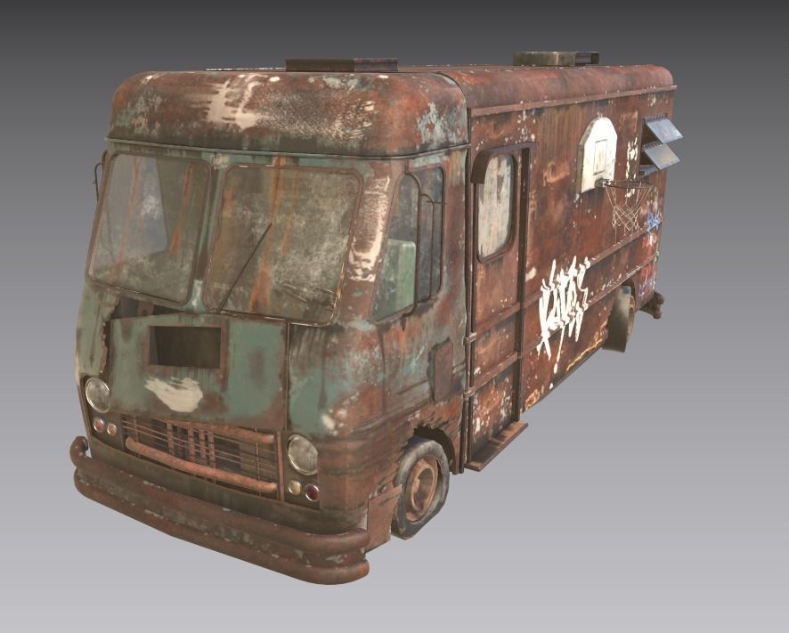 Abandoned Van With Graffiti 3D model_13