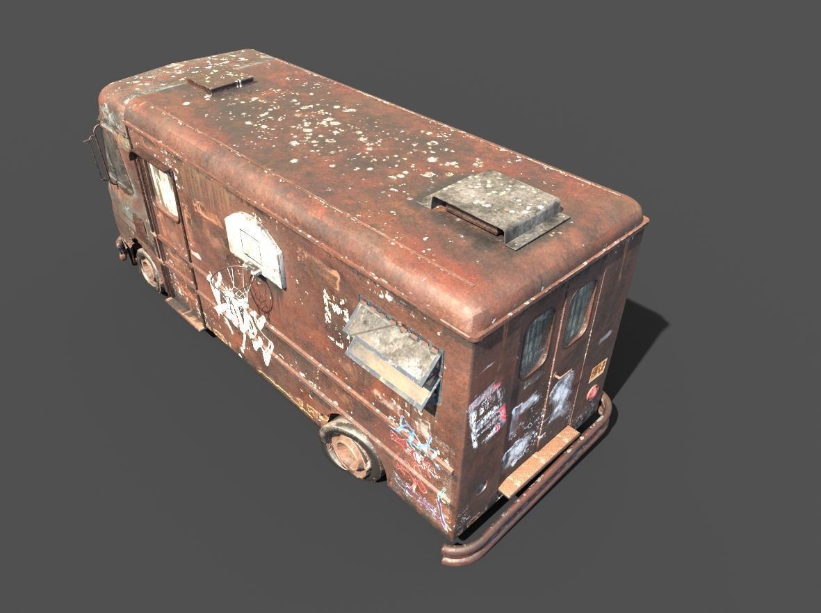 Abandoned Van With Graffiti 3D model_14