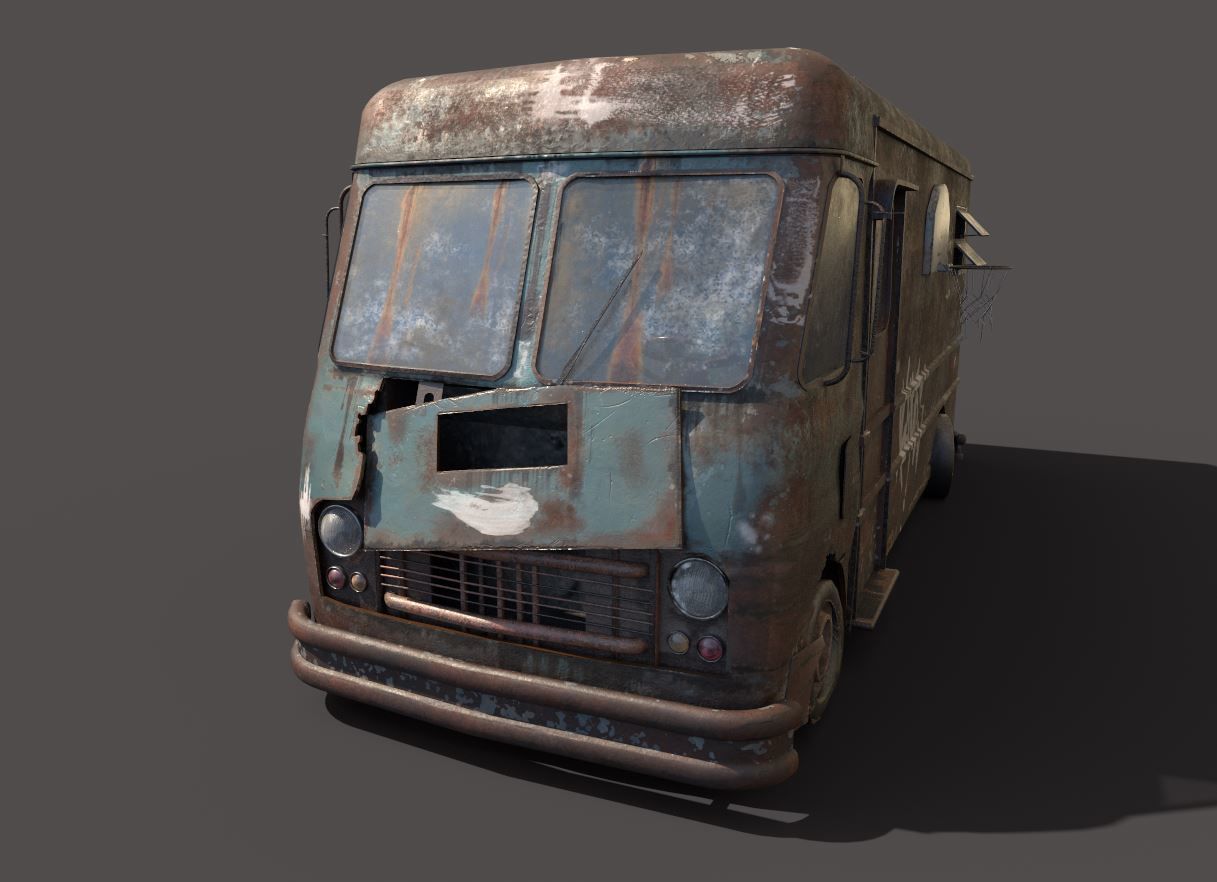 Abandoned Van With Graffiti 3D model_5
