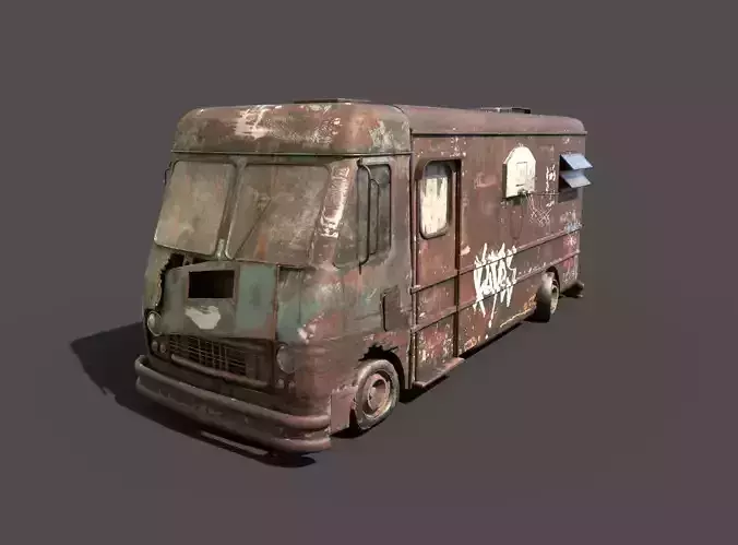 Abandoned Van With Graffiti 3D model