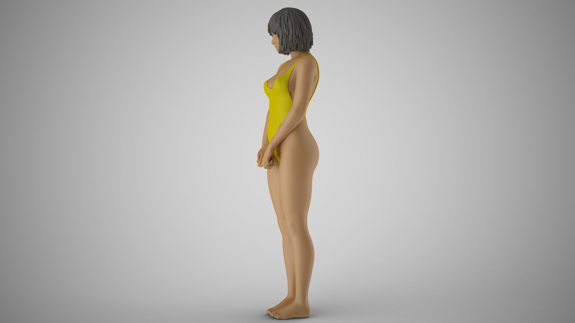 Timid Girl 3D print model_9