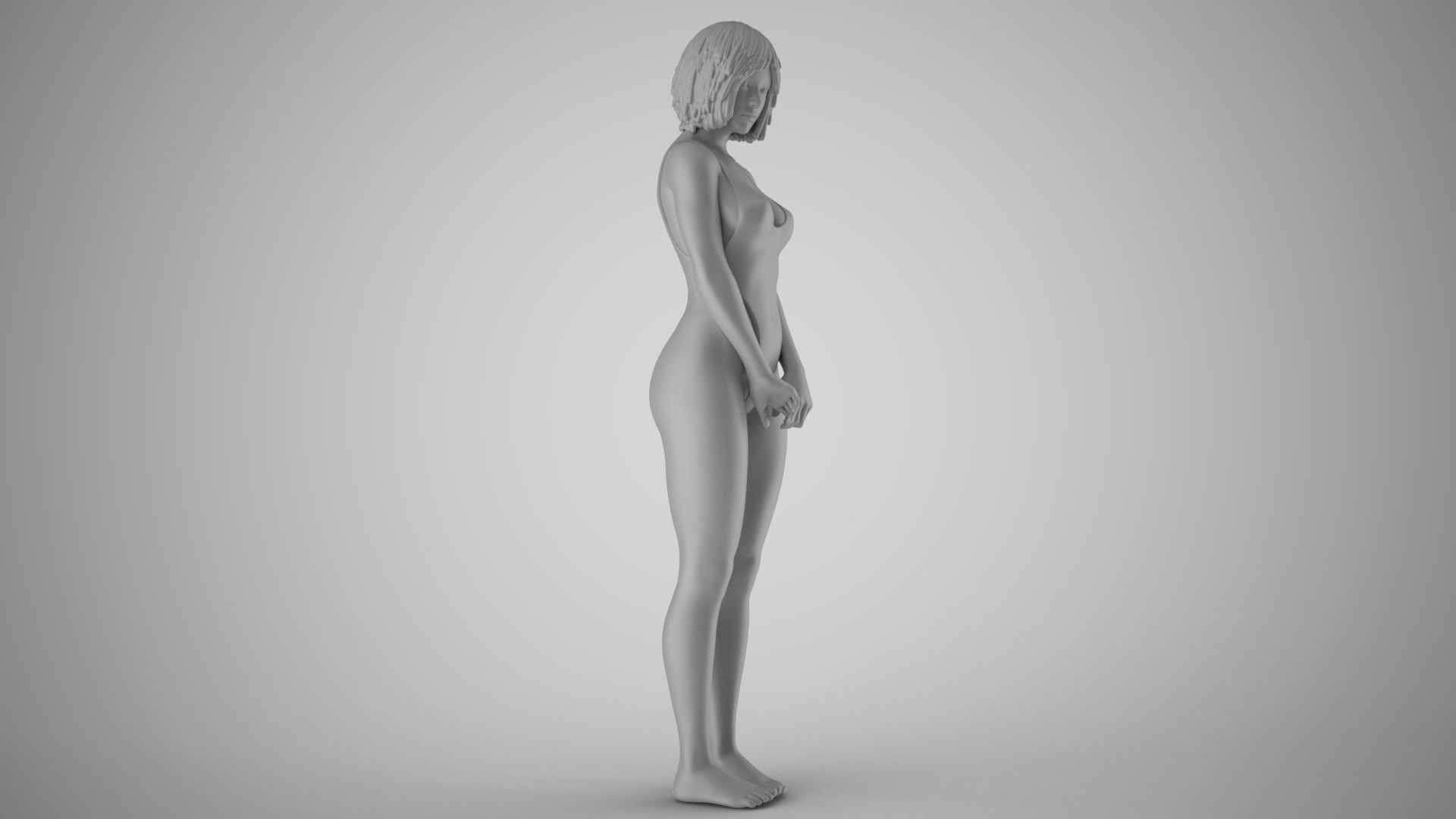 Timid Girl 3D print model_3