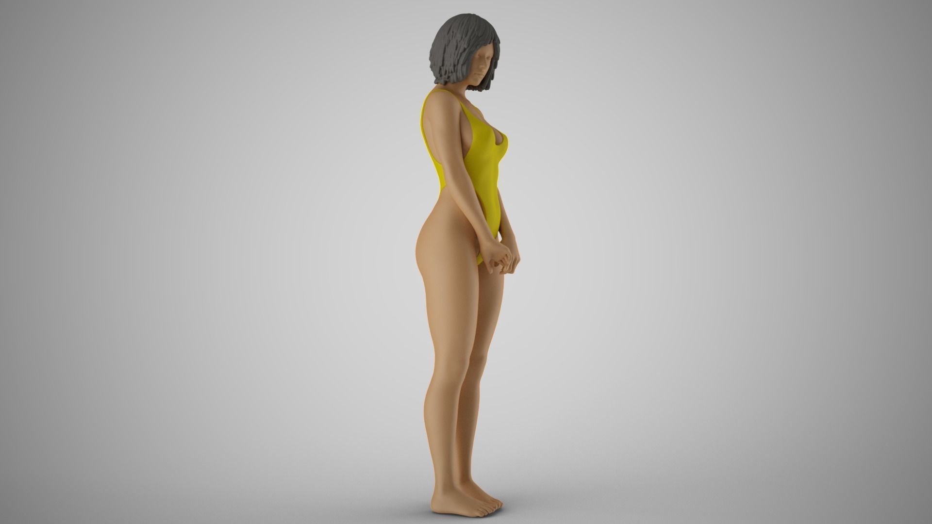 Timid Girl 3D print model_4