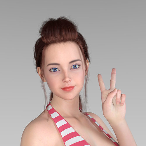 AlannaforGenesis8Female woman in bikini and shorts 3D model