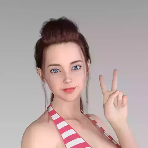 AlannaforGenesis8Female woman in bikini and shorts 3D model