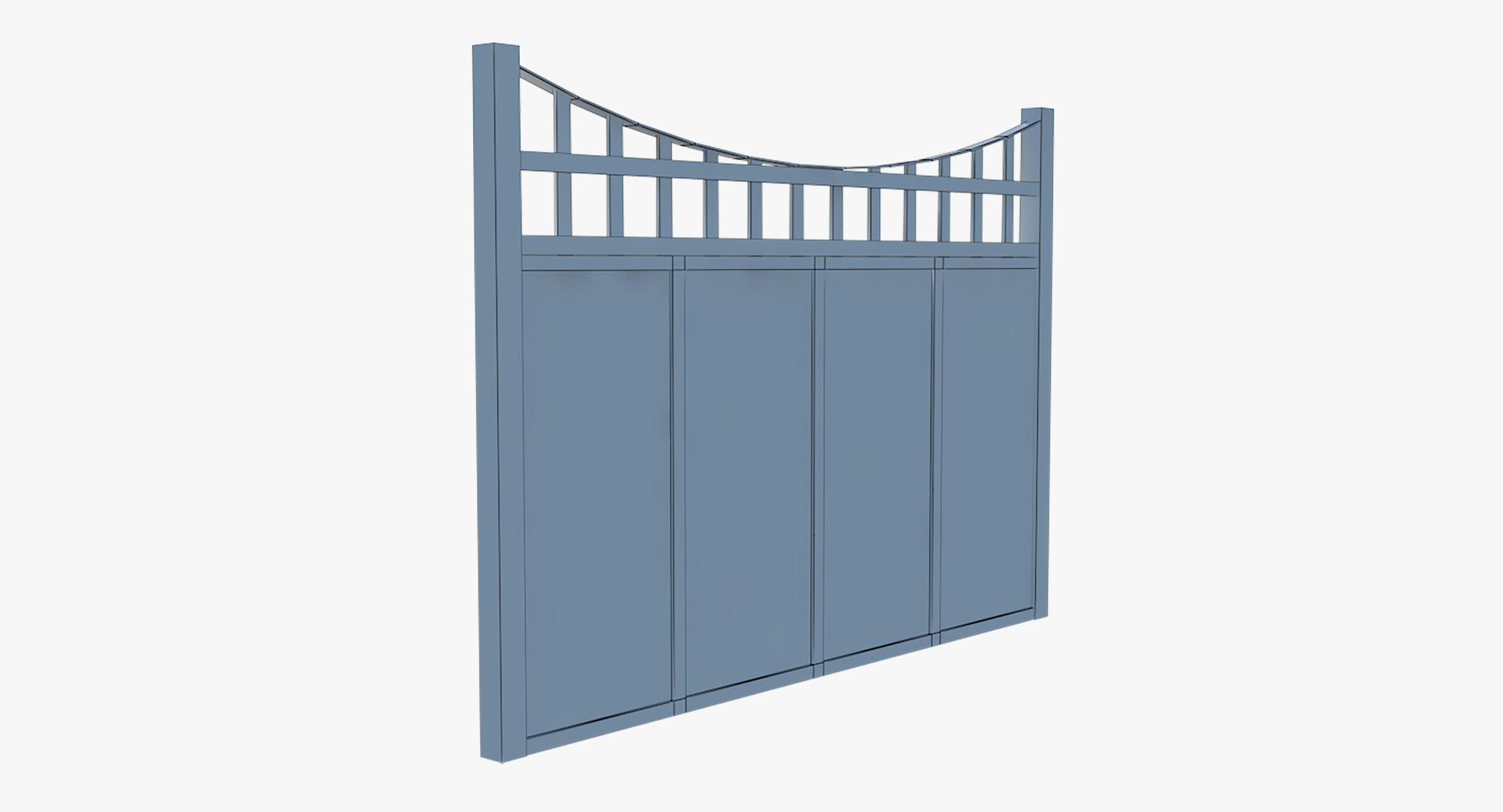 Modular Wooden Fence Low-poly 3D model_8