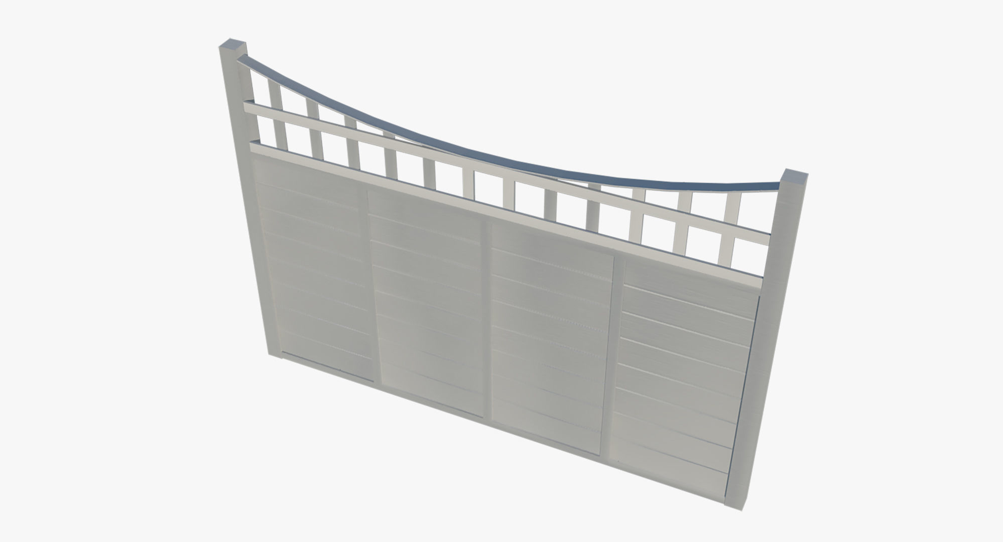 Modular Wooden Fence Low-poly 3D model_6