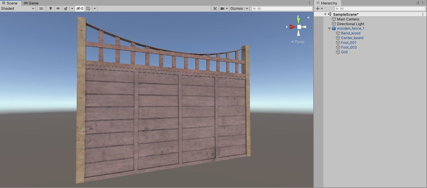 Modular Wooden Fence Low-poly 3D model_11
