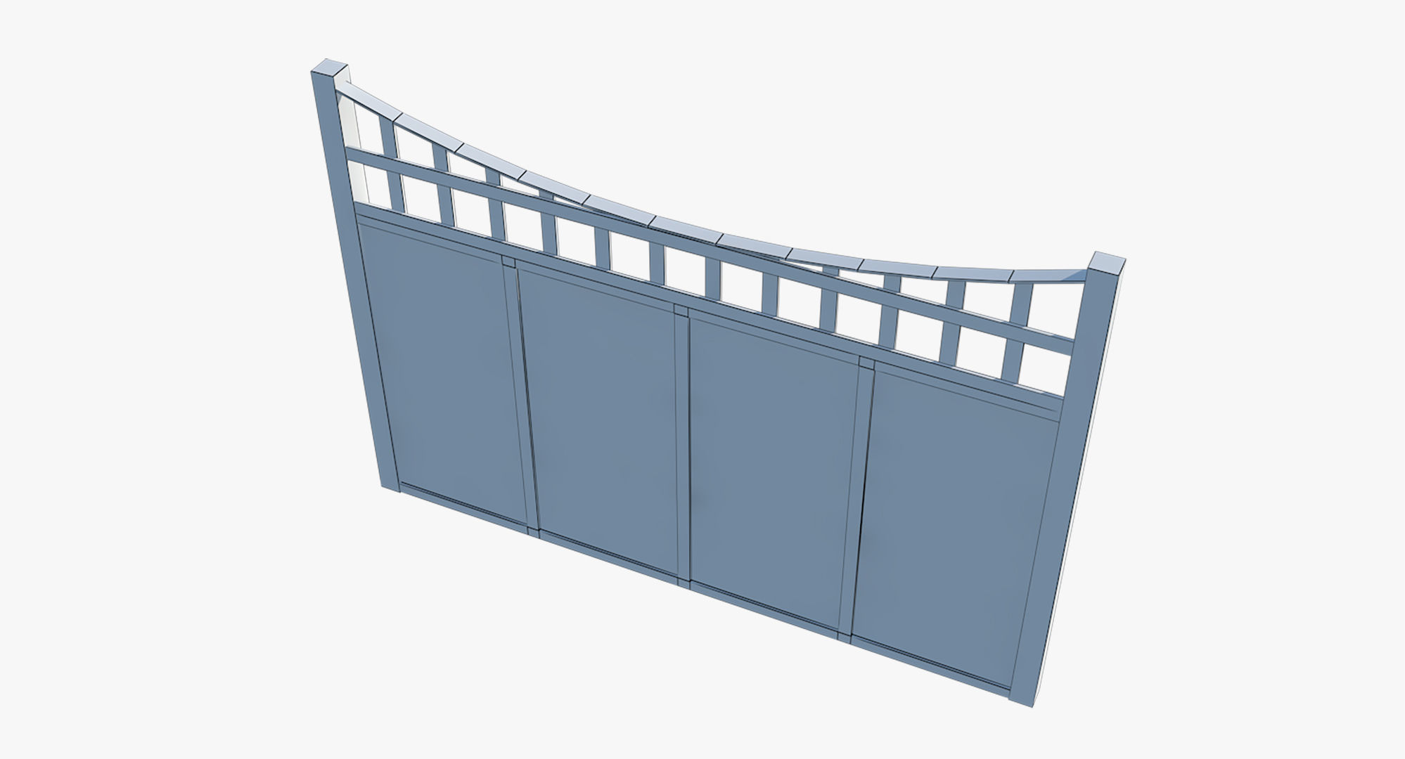 Modular Wooden Fence Low-poly 3D model_9