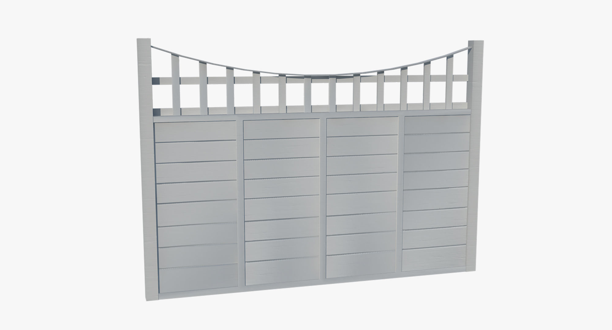 Modular Wooden Fence Low-poly 3D model_7