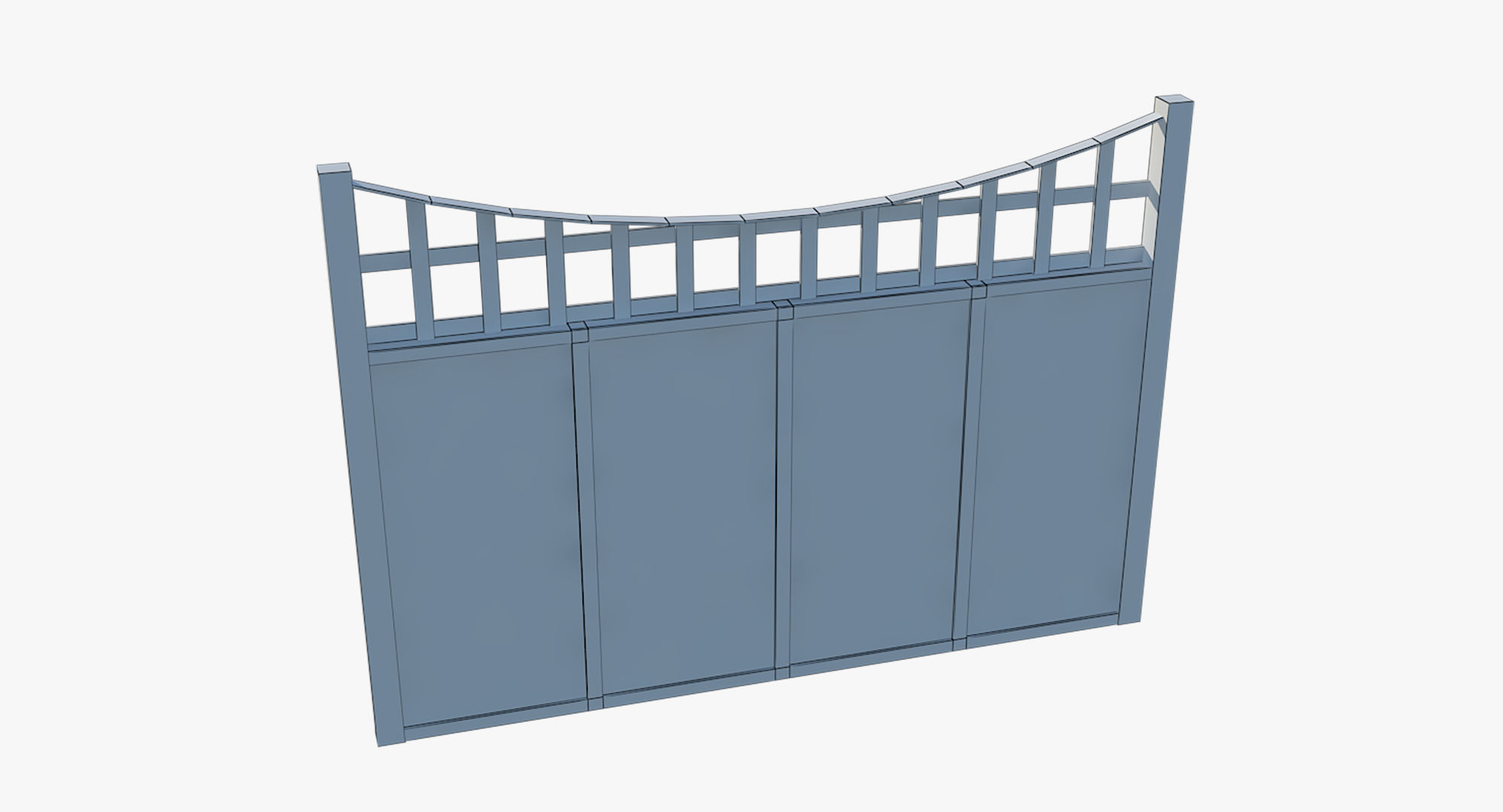 Modular Wooden Fence Low-poly 3D model_10