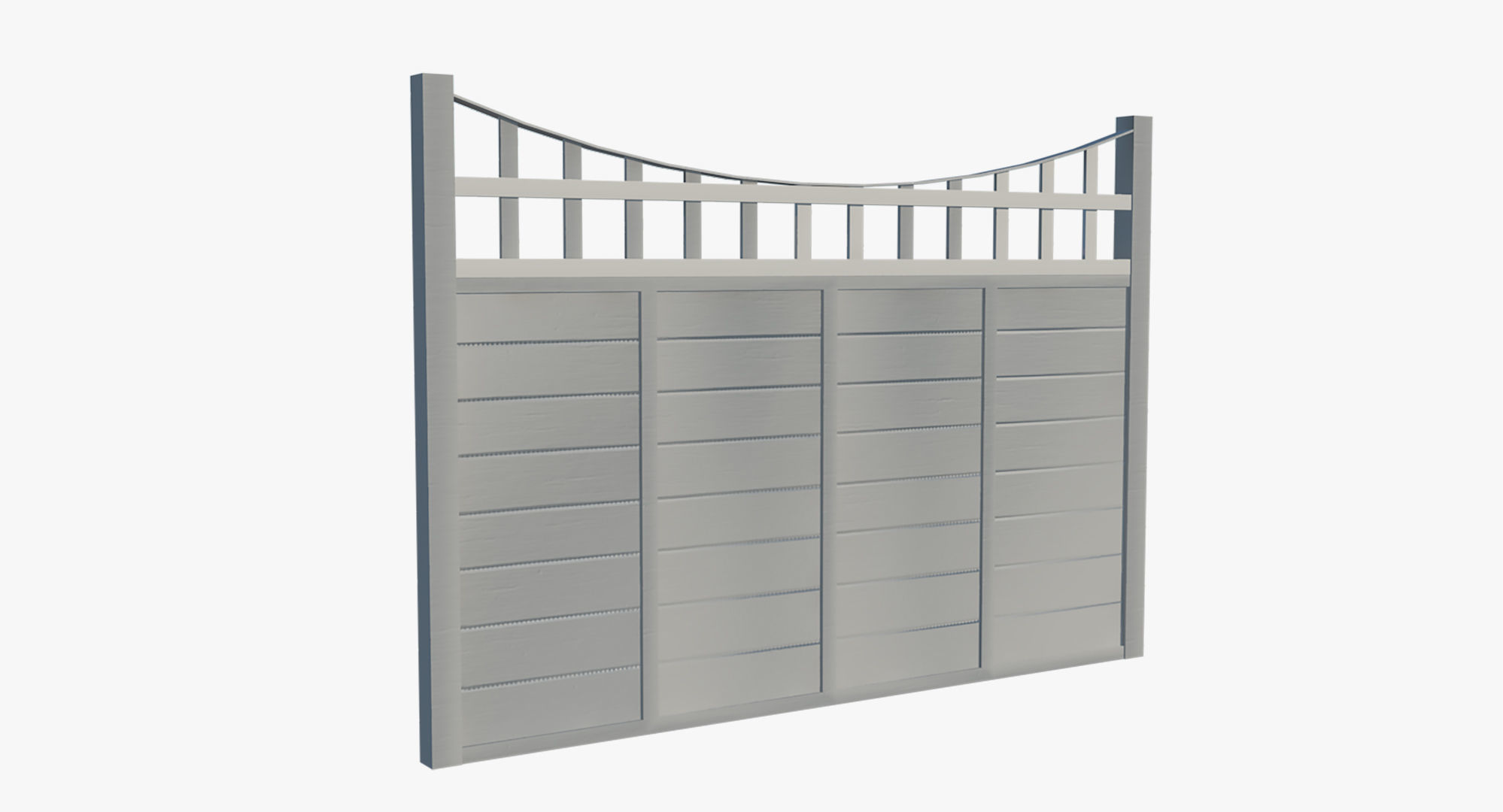 Modular Wooden Fence Low-poly 3D model_5