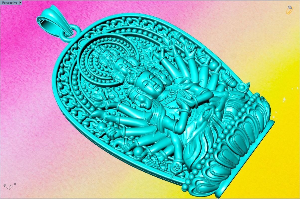 GuanYin thousand eyes hands - Avalokistesvara Buddha pendant 3D print model_4