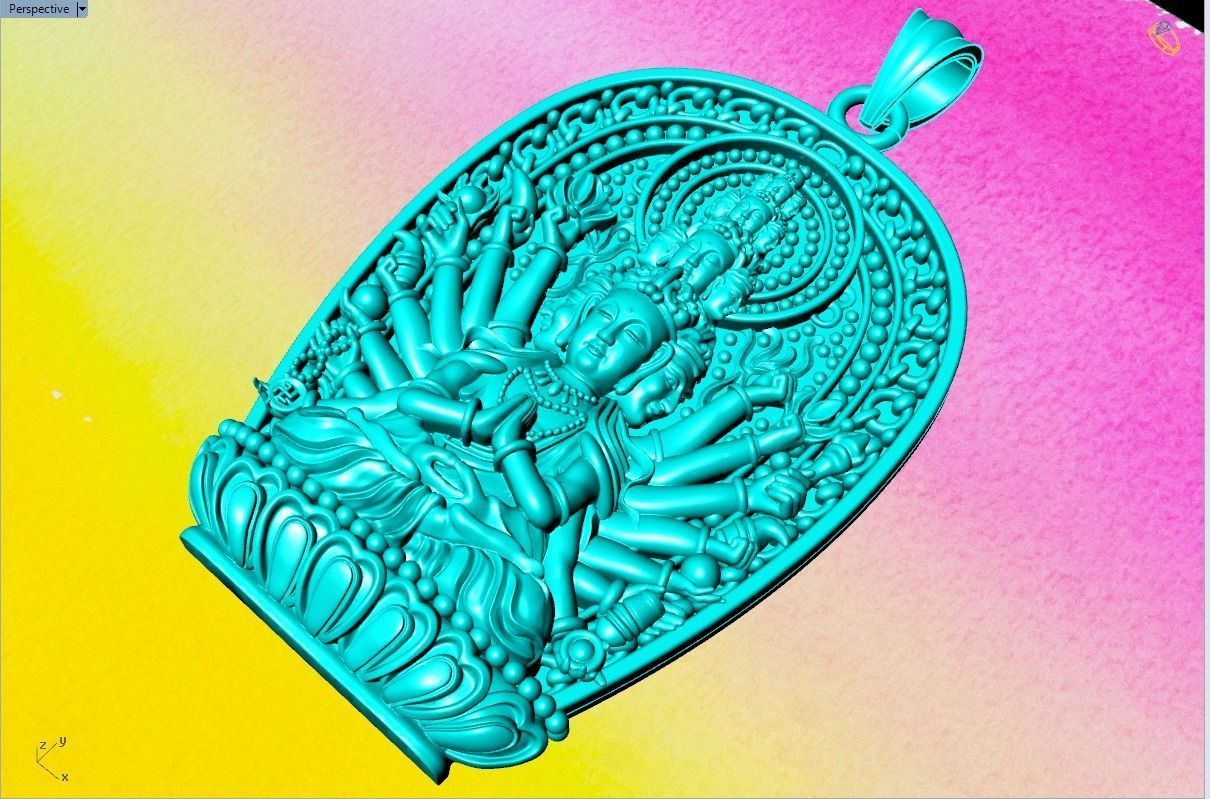 GuanYin thousand eyes hands - Avalokistesvara Buddha pendant 3D print model_11
