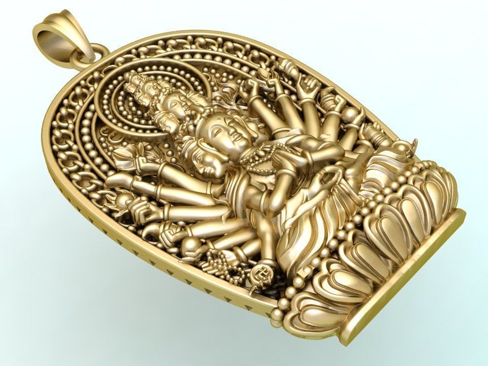 GuanYin thousand eyes hands - Avalokistesvara Buddha pendant 3D print model_2