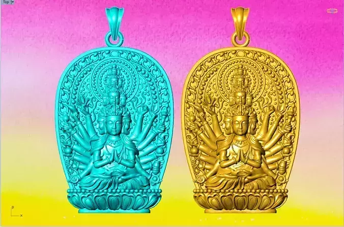 GuanYin thousand eyes hands - Avalokistesvara Buddha pendant