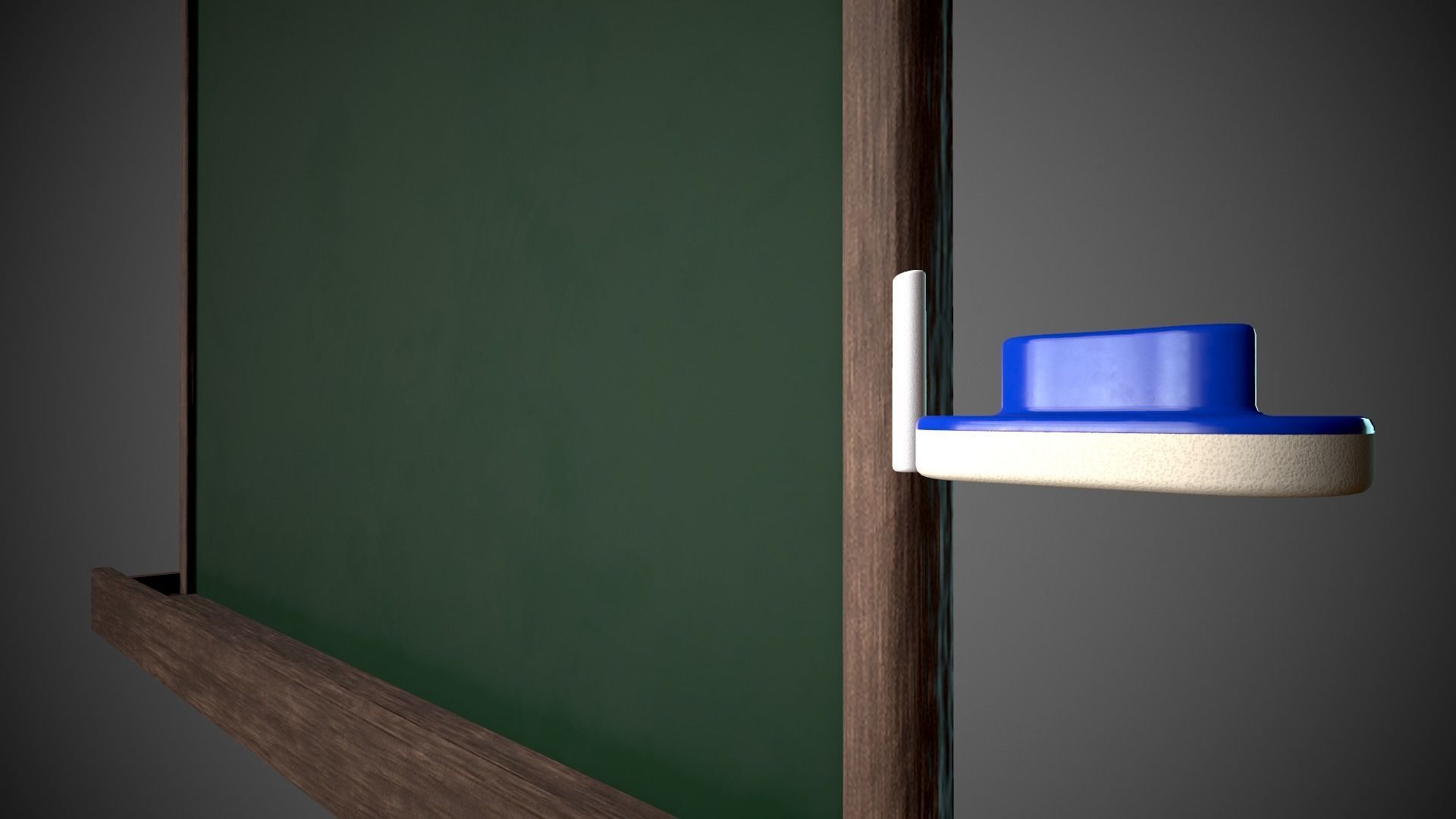 Chalkboard Classroom Set Eraser Chalk Chalkboard Low-poly 3D model_7