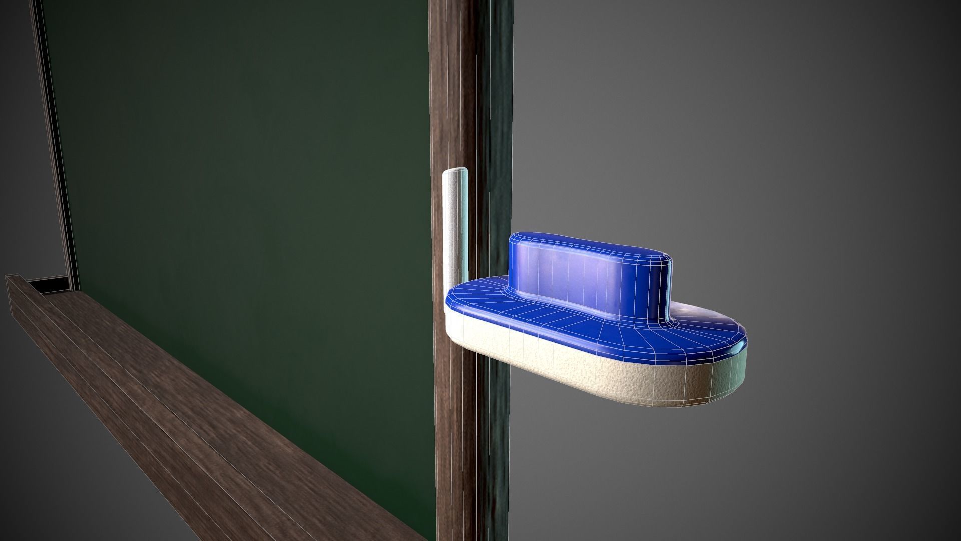 Chalkboard Classroom Set Eraser Chalk Chalkboard Low-poly 3D model_4