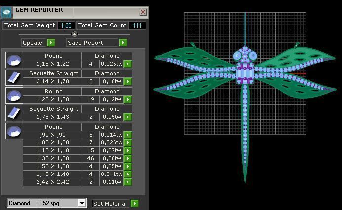 libelul emerald dragonfly necklace with diamonds 3D model_6