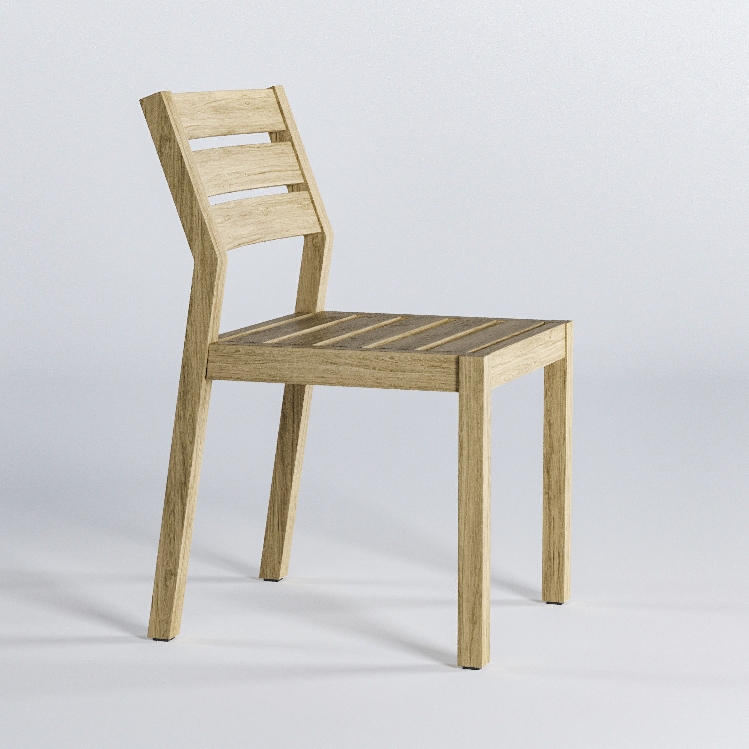 Wooden Dining Chair 3D model_2