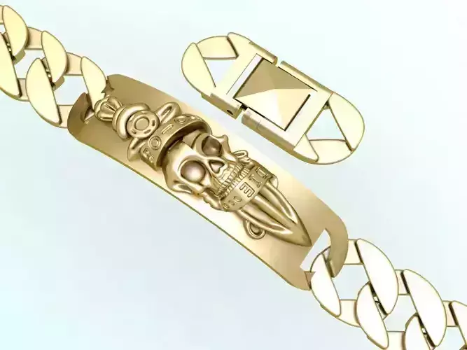 Cuban  Bracelet  - Skull Bracelets - Hip Hop Jewelry - N828915