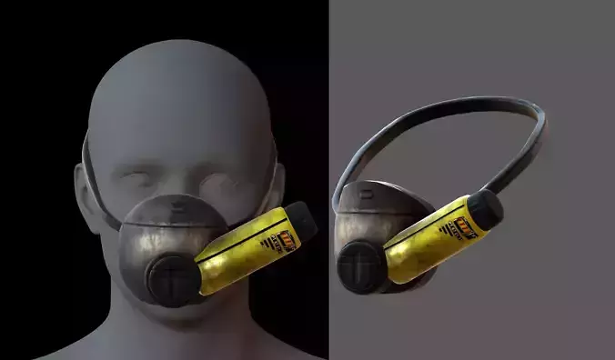 Gas mask helmet 3d model scifi Low-poly  Low-poly 3D model