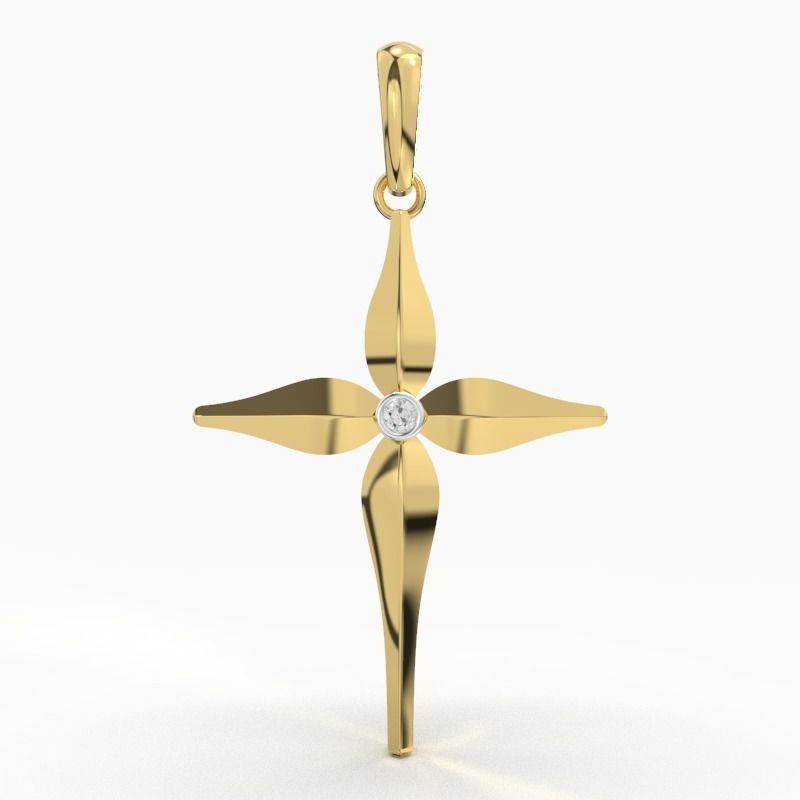JESUS CROSS DIAMOND PENDANT 3D print model_1