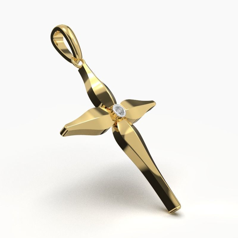 JESUS CROSS DIAMOND PENDANT 3D print model_3