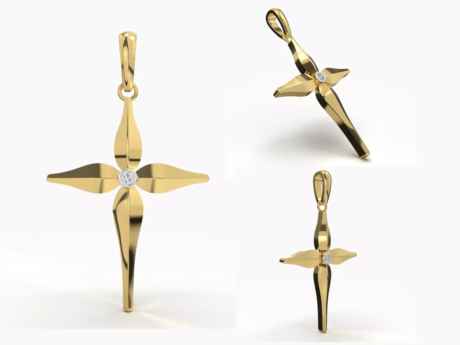 JESUS CROSS DIAMOND PENDANT 3D print model_0