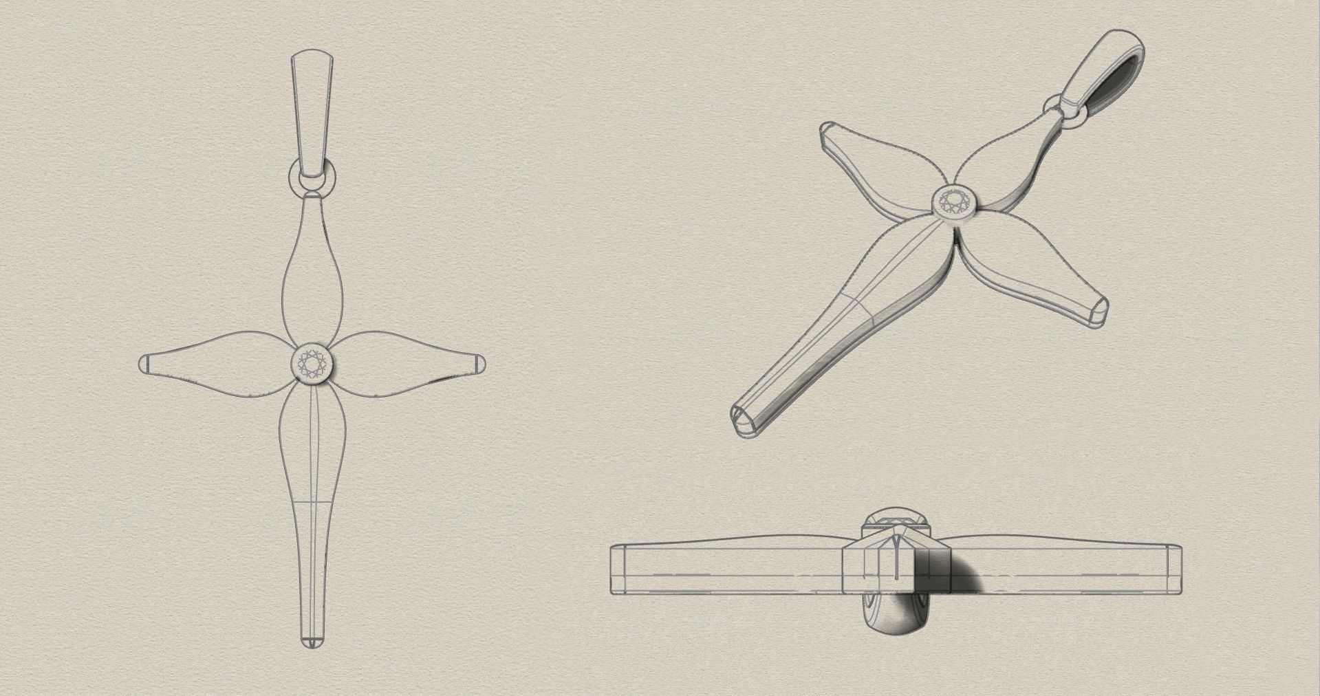 JESUS CROSS DIAMOND PENDANT 3D print model_7