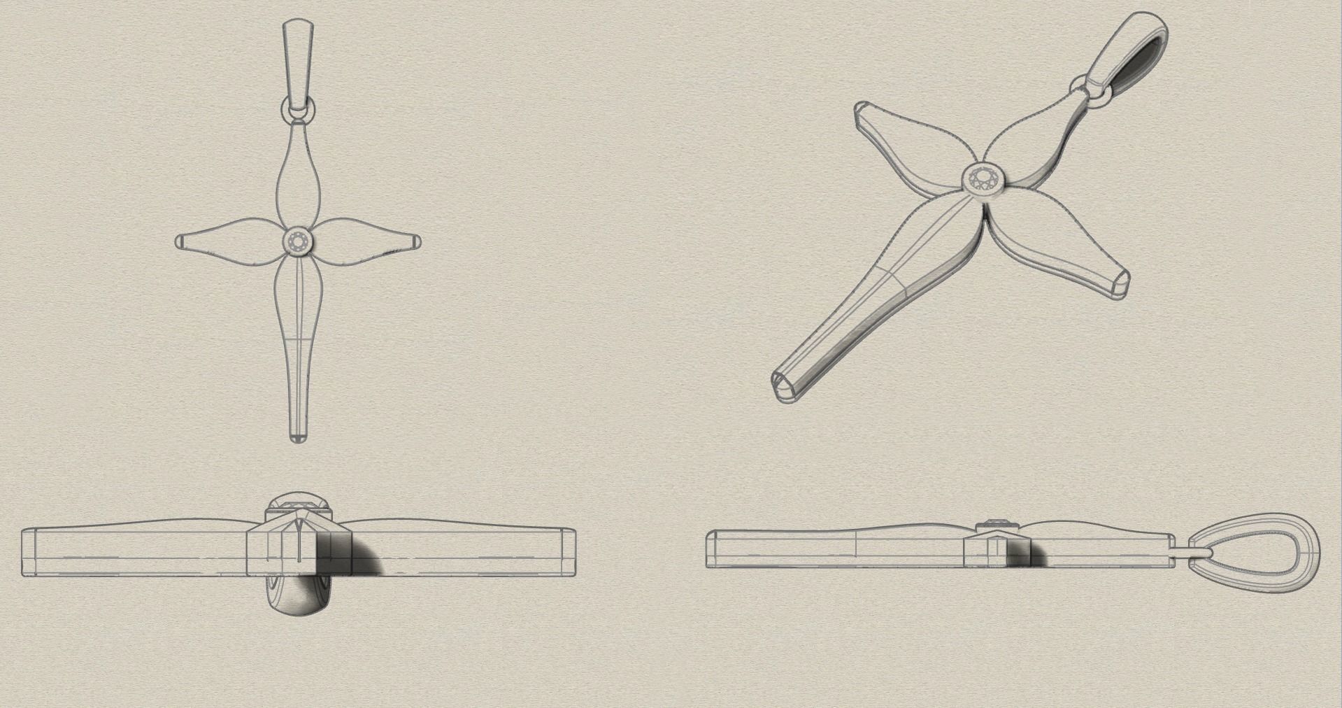 JESUS CROSS DIAMOND PENDANT 3D print model_13