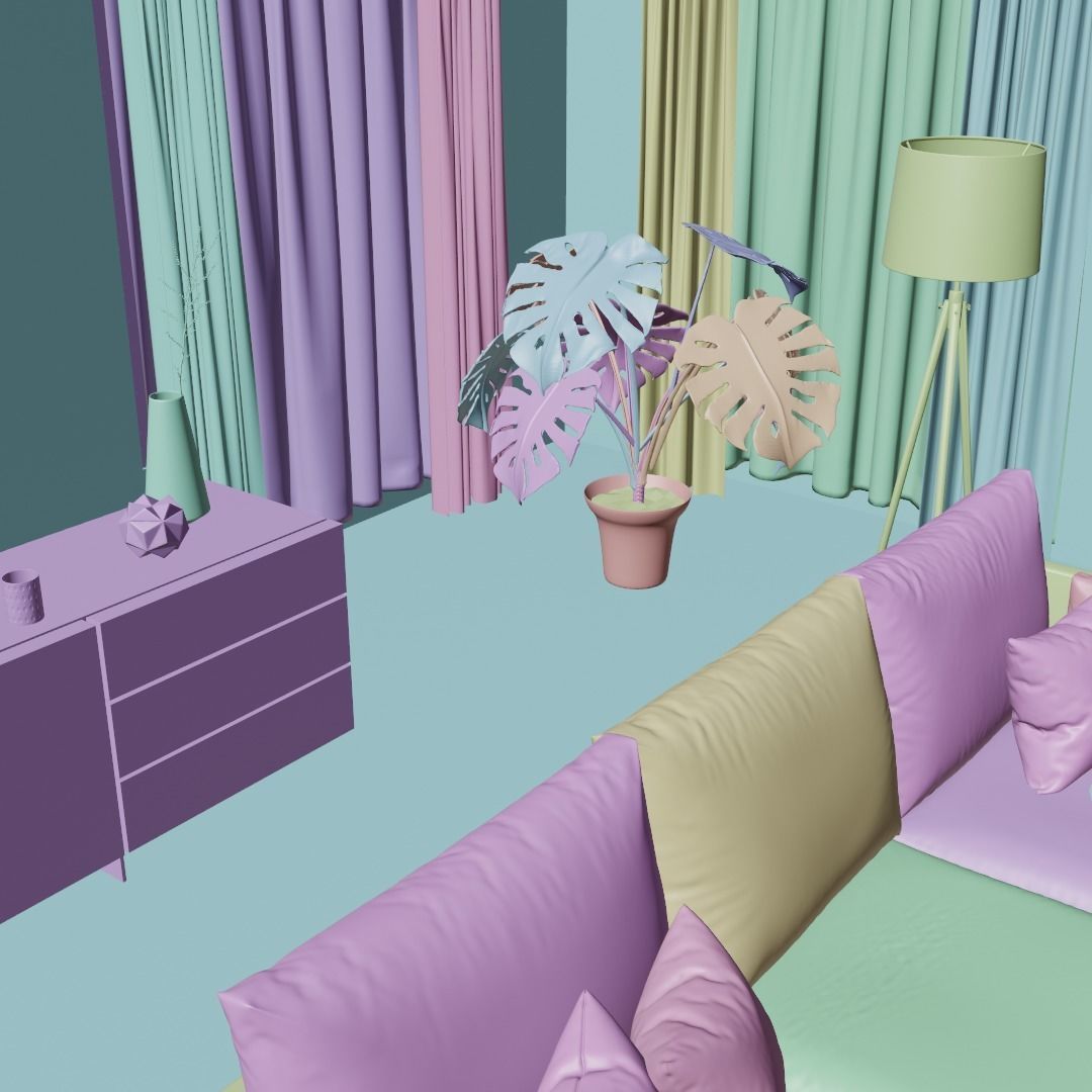 living room 3D model_4