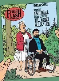 Captain Haddock in wheelchair pushed by Bianca 3D print model_3