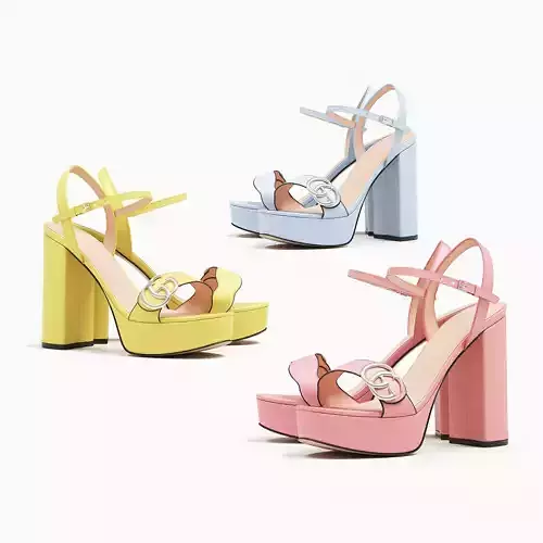 Gucci Platform Sandals With Double G 3D model