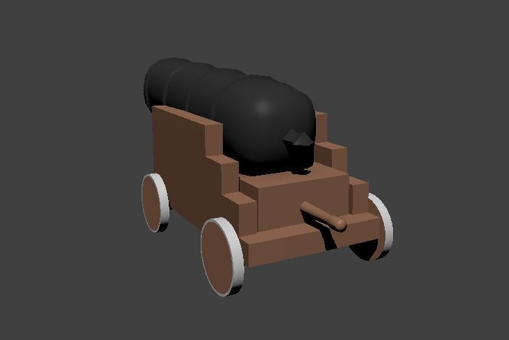 Low Poly Cannon on wheels Low-poly 3D model_1