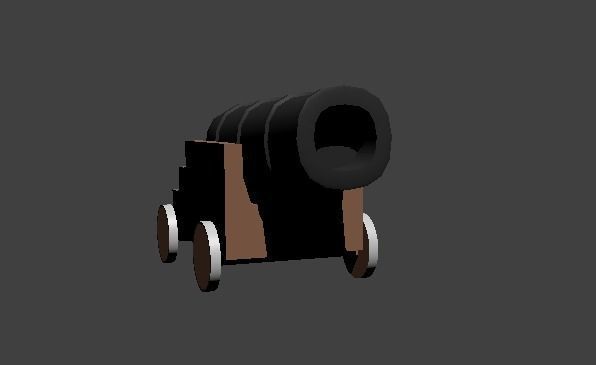 Low Poly Cannon on wheels Low-poly 3D model_2