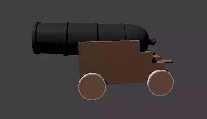 Low Poly Cannon on wheels